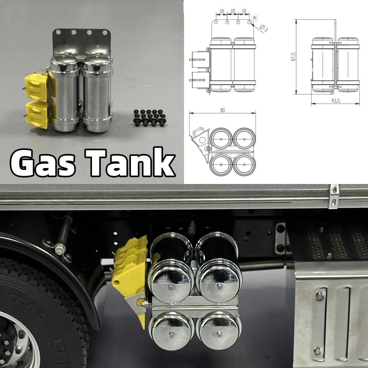 Exclusive Gas Tank Diy Decorative Accessories For 1/14 Tamiya RC Lesu Scania Man Mercedes-Benz Truck Dump Parts
