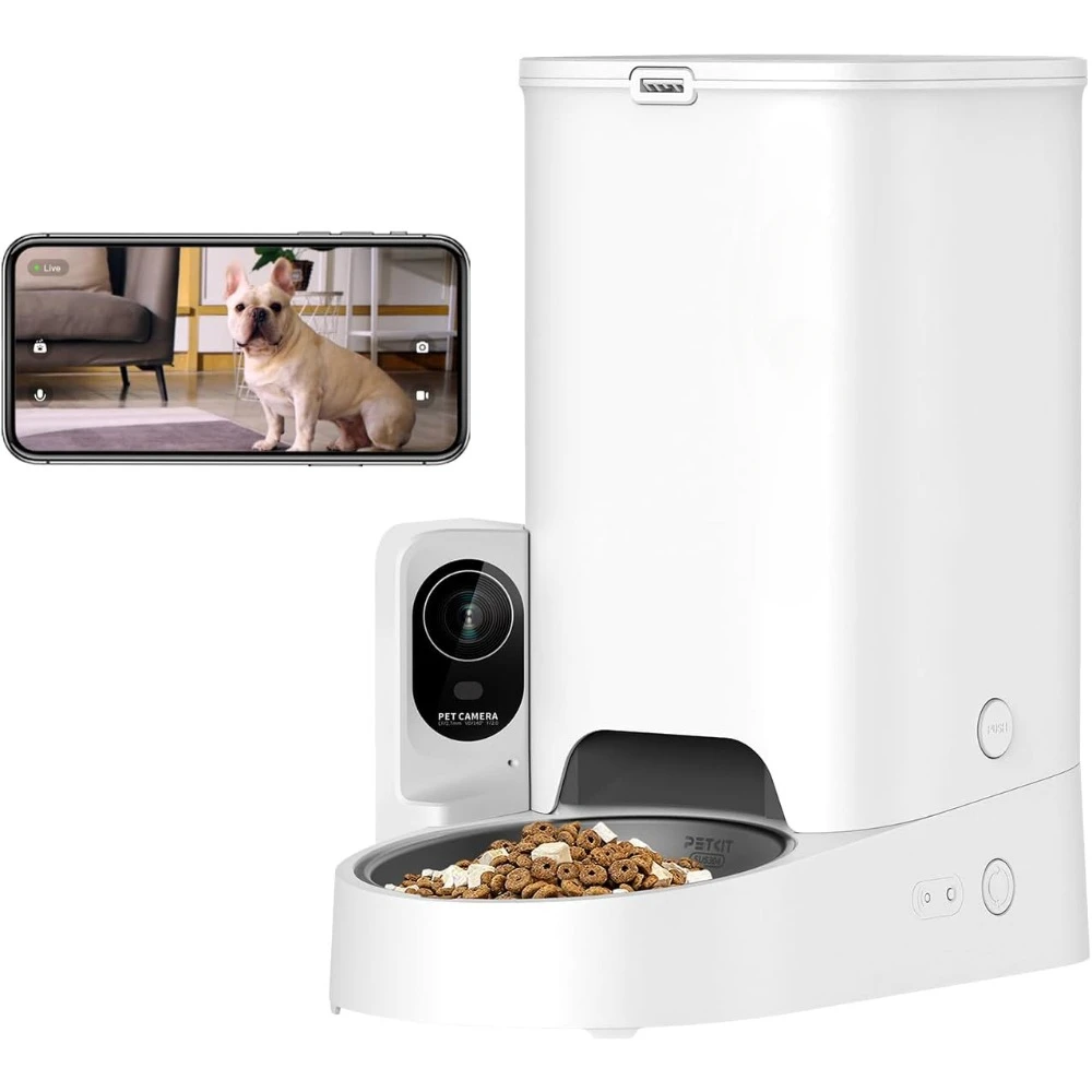 

Automatic Pet Feeder with Camera, 1080P HD Video with Night Vision, 2.4G WiFi Cat Dog Feeder with 2-Way Audio,Smart Pet Dry Food