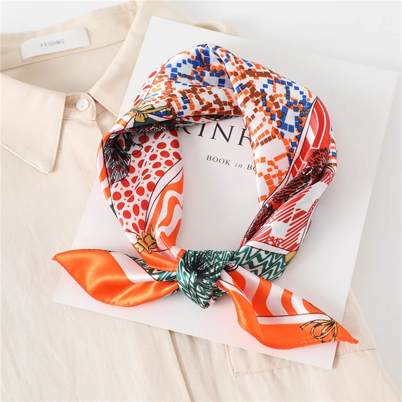 High quality Printed Silk Scarf Luxury Brand Women 60*60cm Square Scarves Spring Summer Fashion Hijab Bandana Headscarf Tie Bag