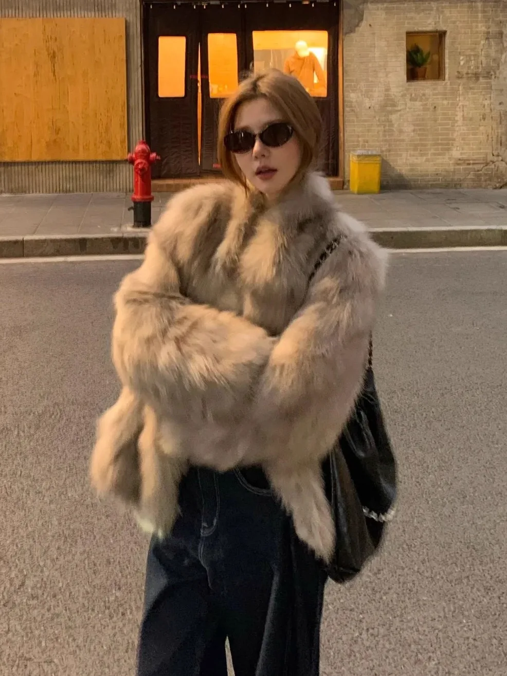 친환경 럭셔리 젊은 중년 여성용 롱 퍼 코트 루즈핏 겨울 자켓