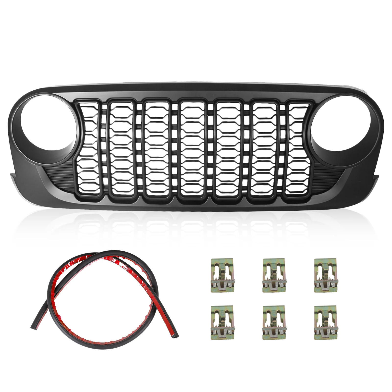 

Front Bumper Grille Grill ABS Front Grille Grill Wear Resist Grille Grill Replacement for JEEP Wrangler 07-17