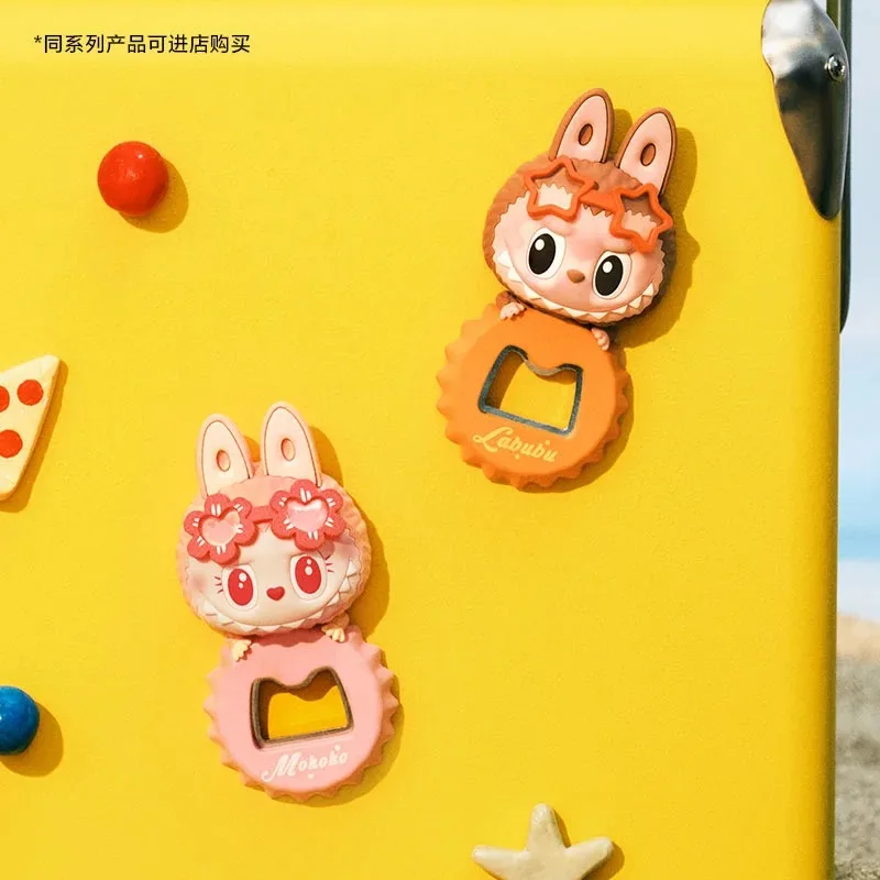 Originale POPMART Labubu Mokoko Serie Estiva Apribottiglie Magneti per Frigo Squisita Scatola Cieca Kawaii Anime Azione Regalo A Sorpresa