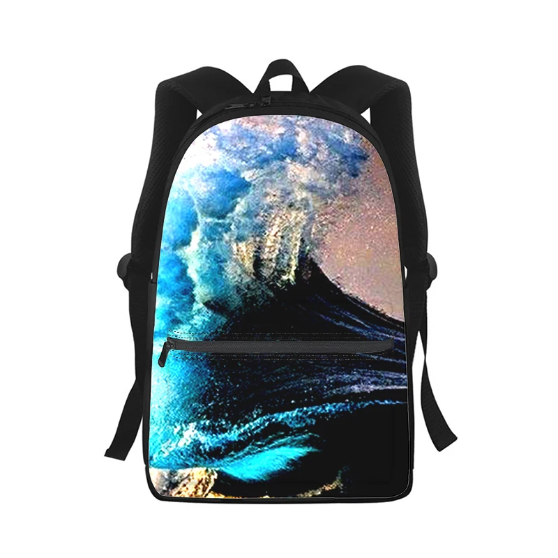 Mochila con estampado 3D de paisaje marino para hombre y mujer, bolso escolar de moda para estudiantes, mochila para ordenador portátil, bolso de hombro de viaje para niños