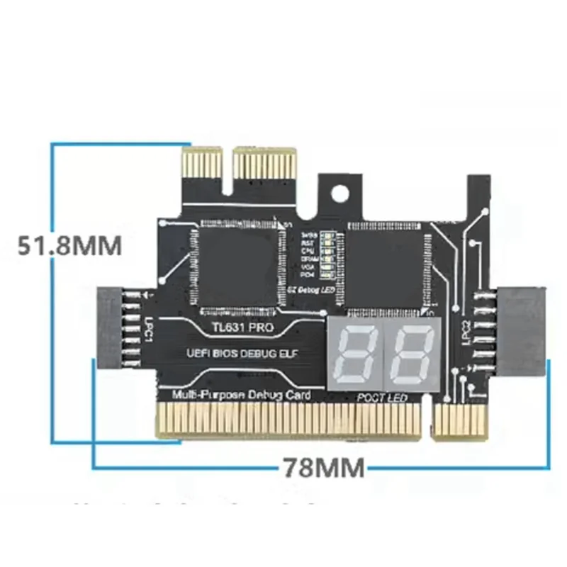 【Sleek Design】2X Analyzer LPC Debug Card PCI PCI-E Post Test Kit Motherboard Diagnostic Card J04