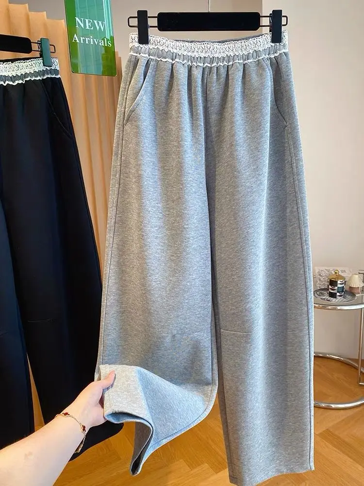 ارتفاع الخصر ey الدانتيل الربط سراويل تقليدية الرجال فضفاضة تناسب مستقيم الساق السراويل الخريف تصميم الإحساس تنوعا التخسيس طويلة... #3