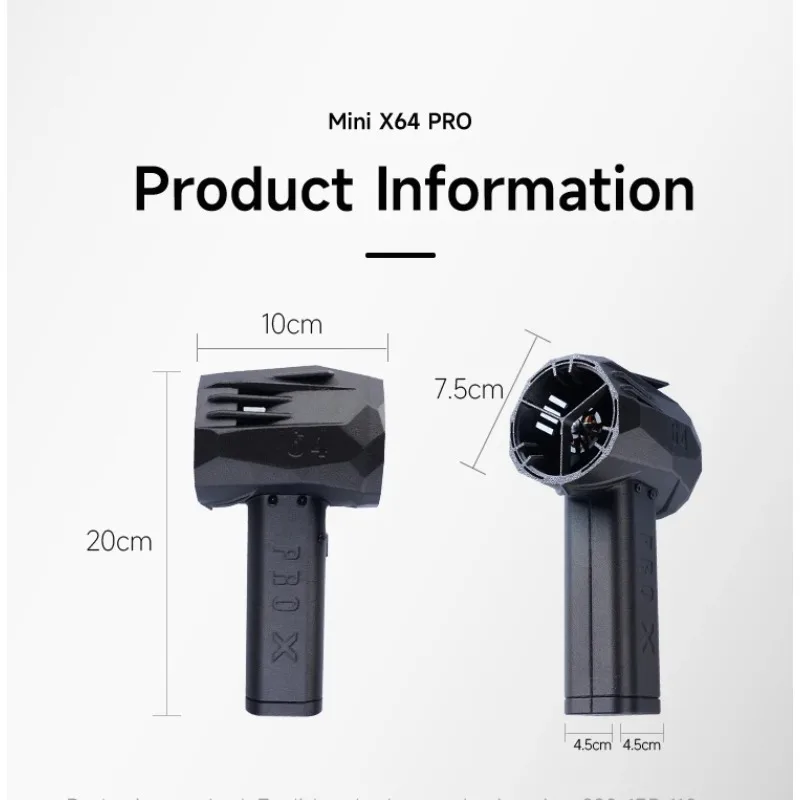 

Mini X64 PRO Turbo Violent Blower Мощный воздуходувка с SOS Ambient Light 64 мм Канальный вентилятор Турбовентилятор Автомойка Бесщеточный двигатель