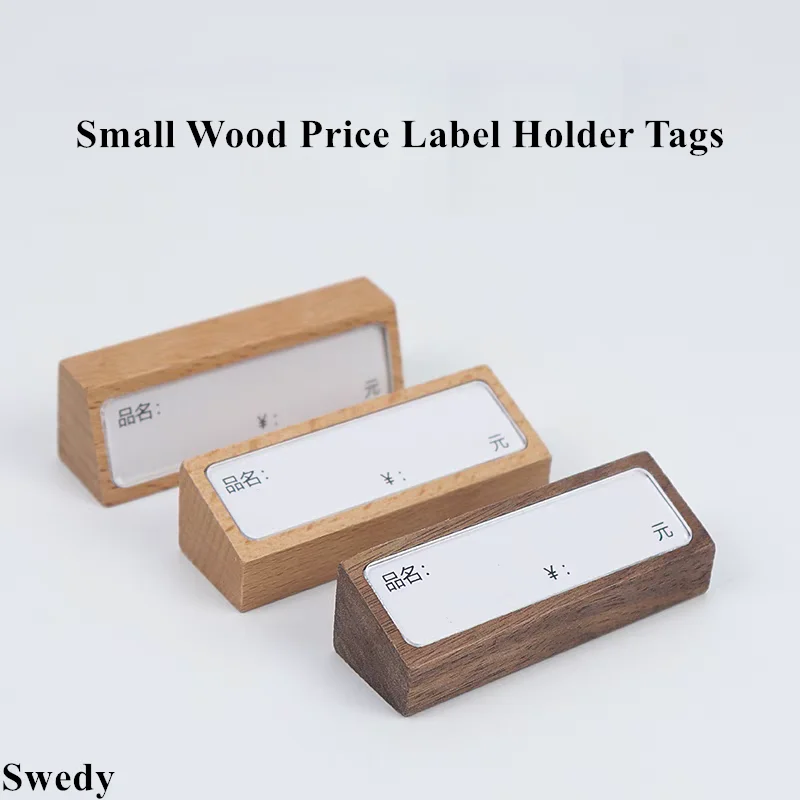 Small Wood Table Acrylic Label Holder Price Tags Displays Menu Paper Sign Holder Data Card Holder Display Stand