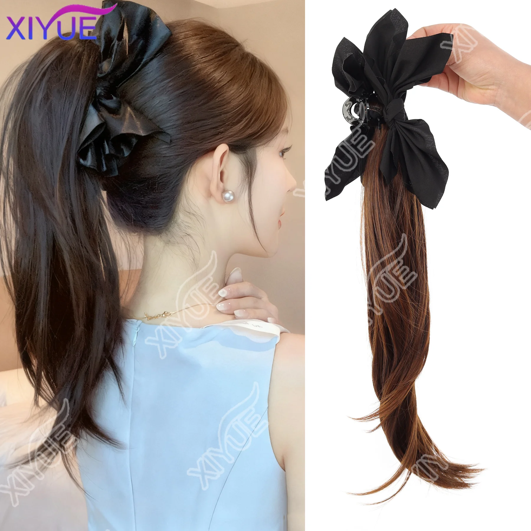 

XIYUE синтетические волнистые вьющиеся хвостики с волосами Qianjin микрозавитые заколки для хвоста для женщин для повседневного использования на вечеринке