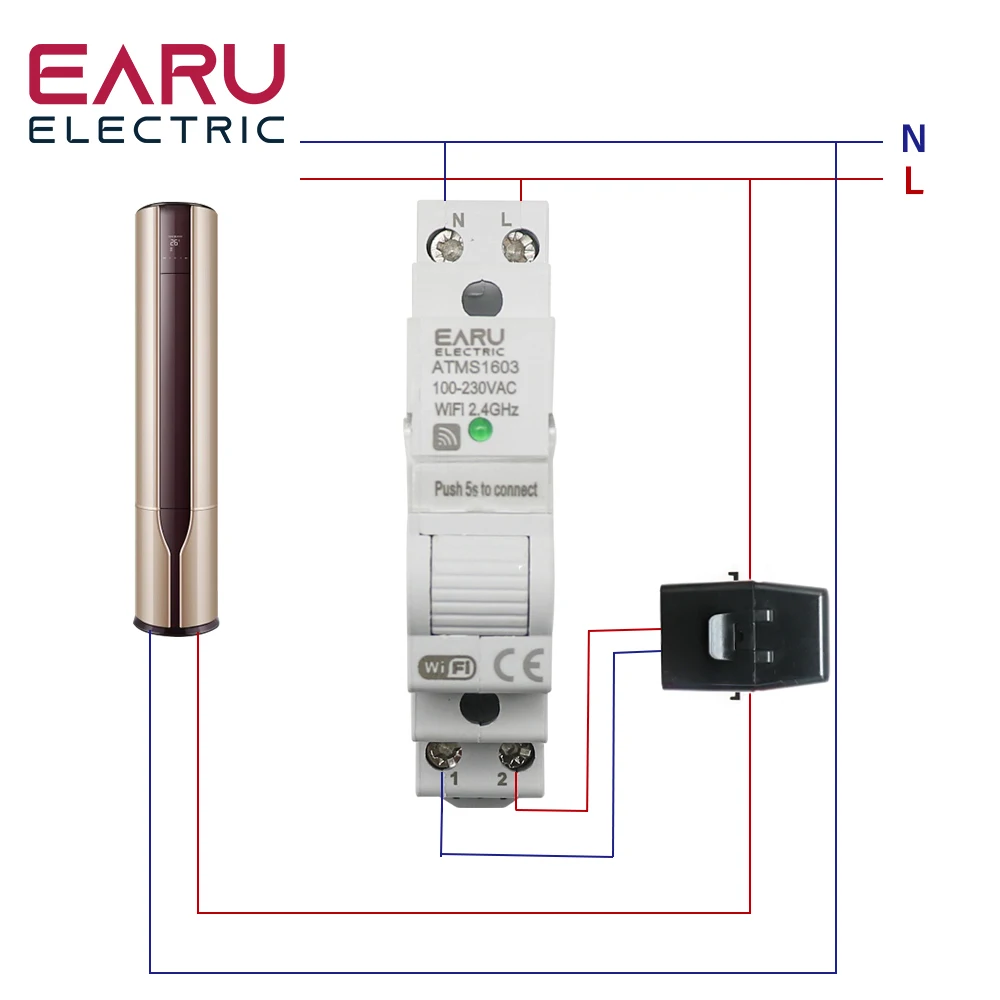 Tuya Smart WiFi /Zigbee elettricità KWH Meter guida Din monofase AC 110V 240V 50A 63A CT AC Meter App monitoraggio in tempo reale potenza