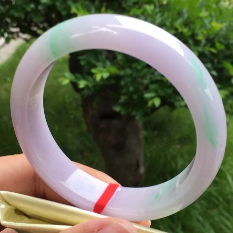 Ice-like spring-colored round natural Burmese jade bracelet 3