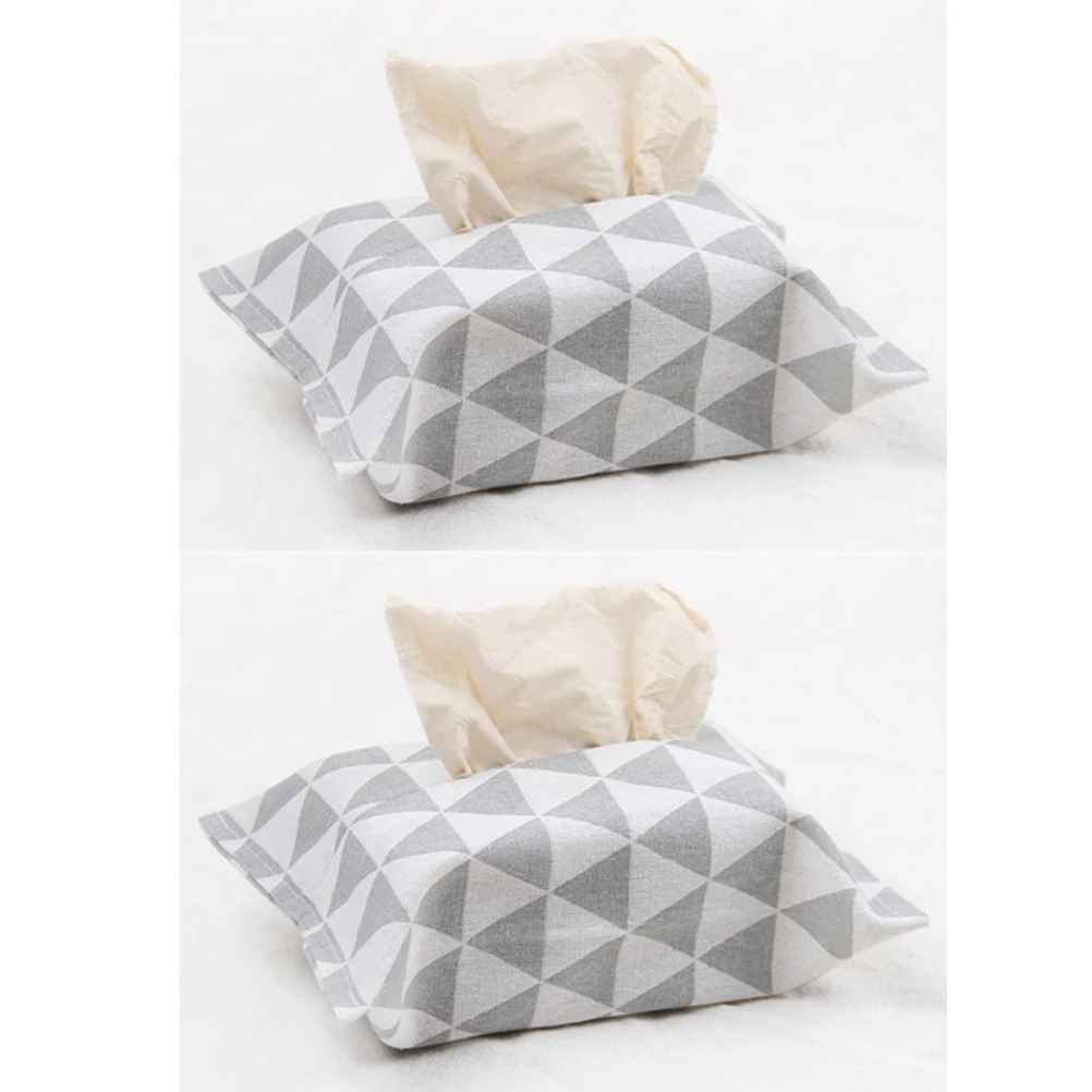 

4pcs Cotton Linen Tissue Box Cover Stylish Pastoral Design Moisture Resistant Cloth Paper Box Cover Creative Home Decor