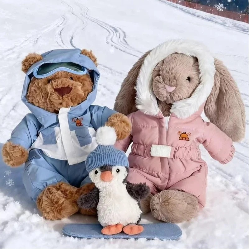 

Британский плюшевый кукольный зверюшка JC Jelly Ski Clothing Basset Bear Bonnie Rabbit, милая и уютная игрушка, декоративный сувенир, подарок на день рождения для детей