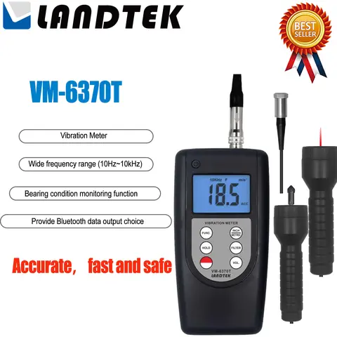 LANDTEK VM-6370 전문 진동 계량기주기 동작 접촉 타코미터 및 사진 회전 속도계 측정에 사용됩니다.