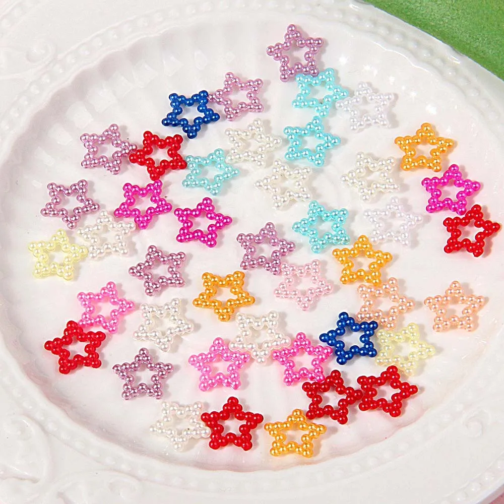 100pcs Candy Color Acrylic Bead Mixed Color ABS Imitation Pearl Circle Bow Charm For DIY Headwear Clothing Decor DIY Accessories