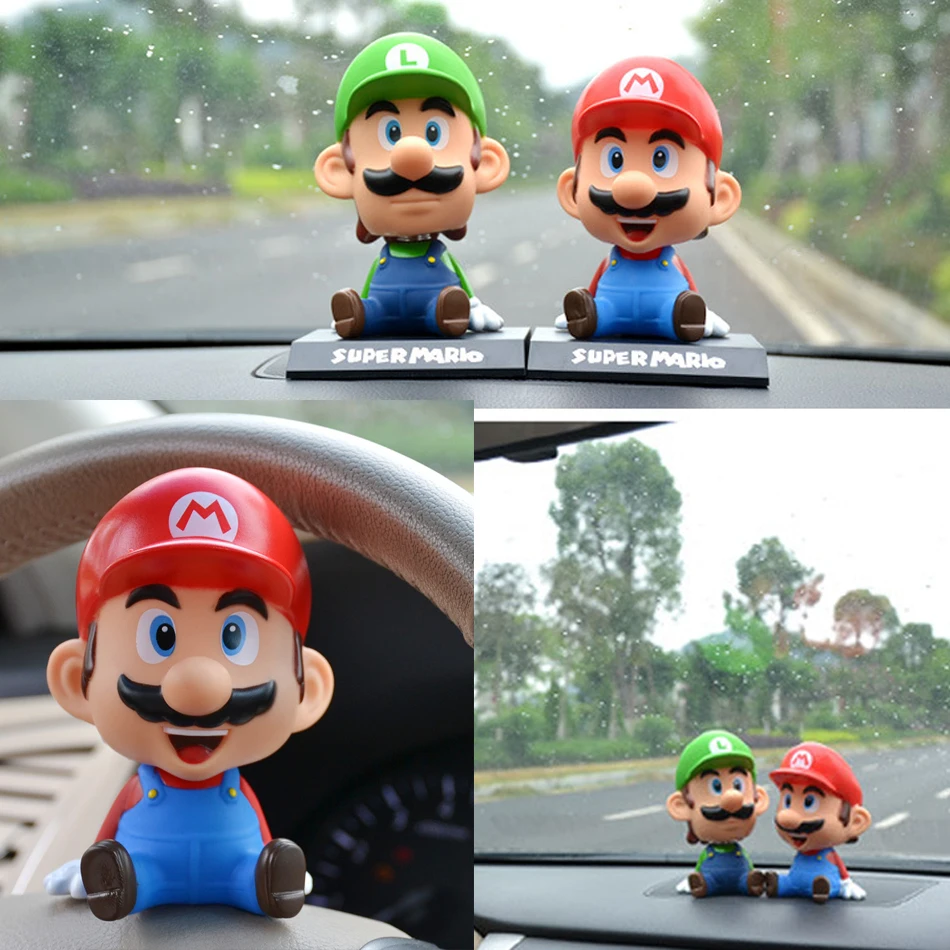 Figuras de acción de Super Marios de PVC de 10cm, decoraciones, periféricos de animé, modelo para sacudir tu cabeza, adornos para coche, colección de juguetes, regalos
