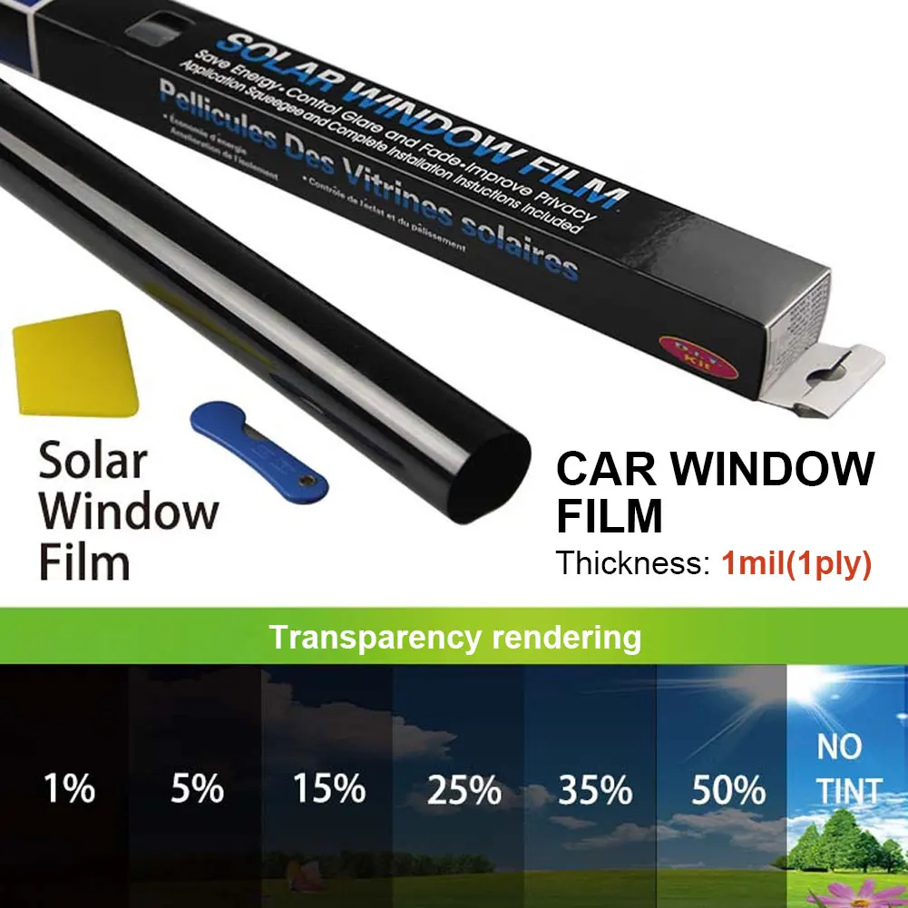 Window Tinting Film Privacy Car Window Tint Film UV Protection Dark Black Car Window Film 75cm*6m Car Roof Film Auto Accessories