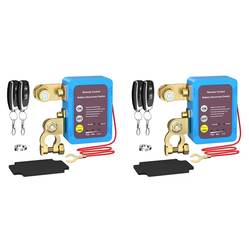 

WO-2X 12V 240A Remote Battery Disconnect Switch, Automatic Power Off Switch Car Truck Boat Remote Control Switch