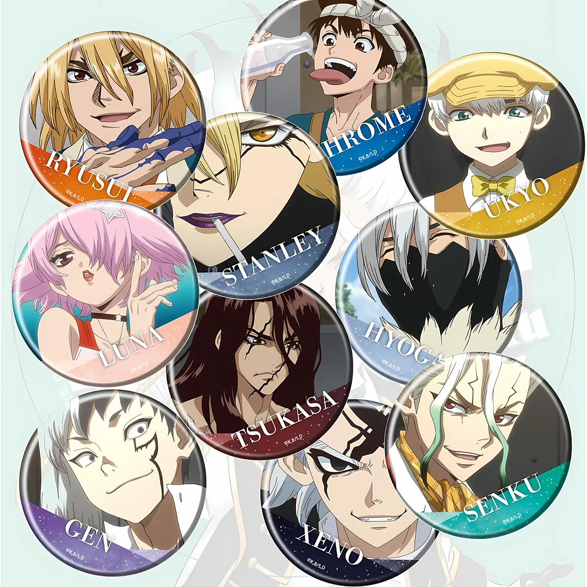 

Anime Dr.STONE Senku Ishigami Kohaku 6cm Badge Brooch Pin Backpack Clothing Decor Birthday Gift keychain