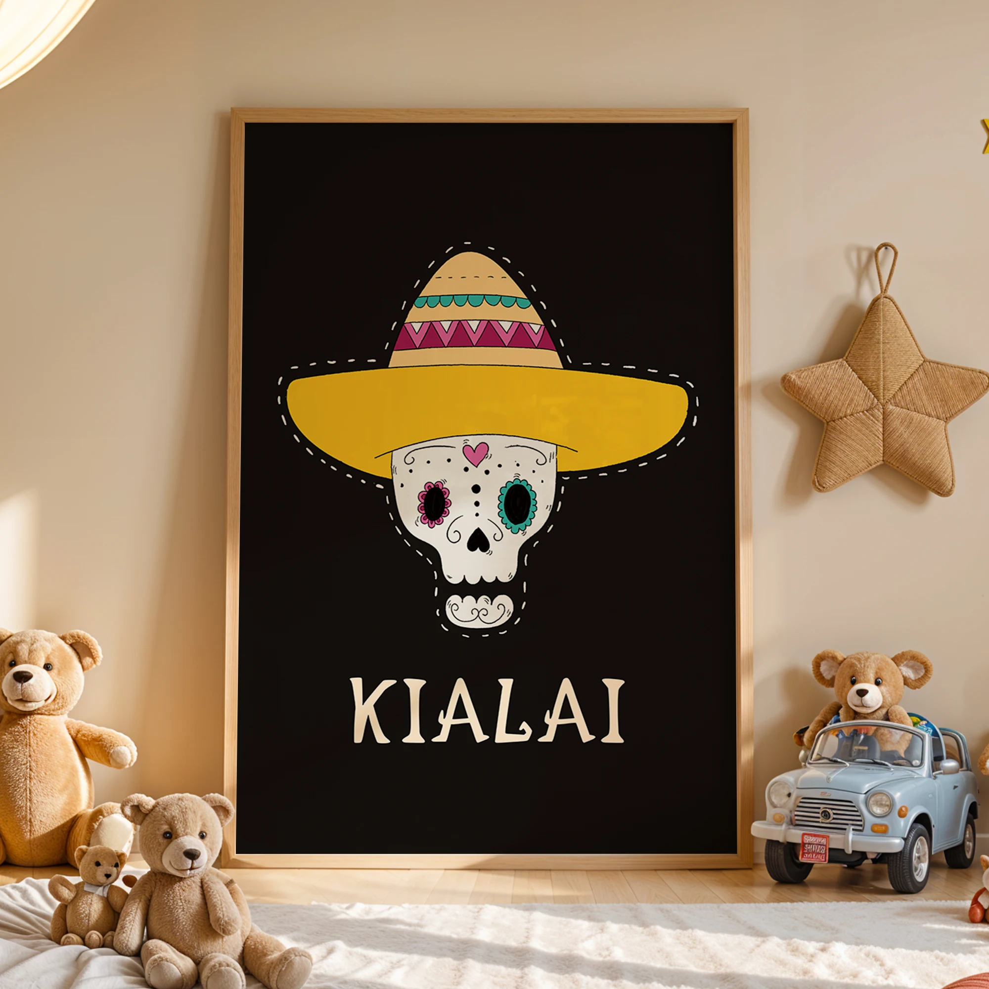 1 個パーソナライズされたカスタム名スカル壁アート版画キャンバス絵画ポスター画像ハロウィンリビングルーム家の装飾