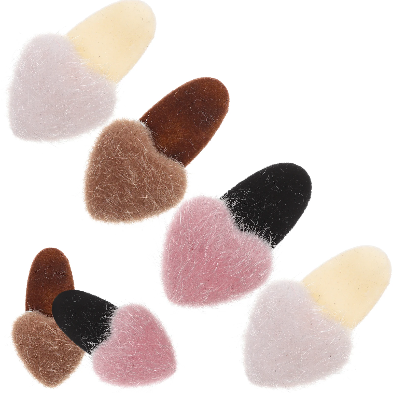 

6pcs Heart Shaped Clips for Girls Infants Gentle on PP Material Cute Fuzzy Barrettes Small Hair Accessories Hair