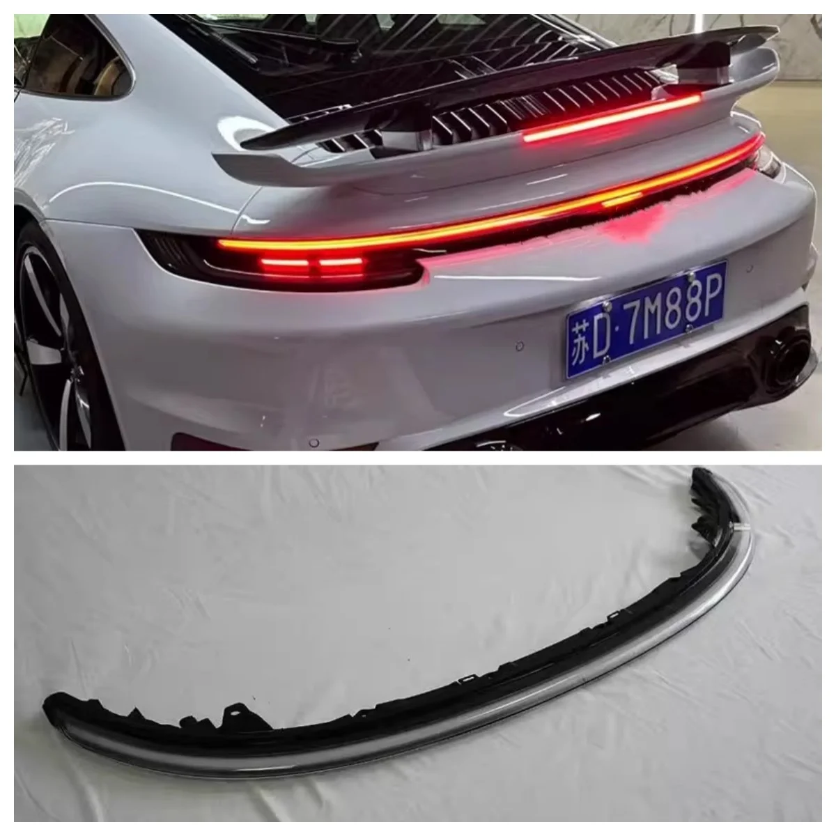 LED Rear Bumper Light Through lamp For Porsche 911 992 2022-2023 Modified Dynamic Taillight Smoke black Car Center light