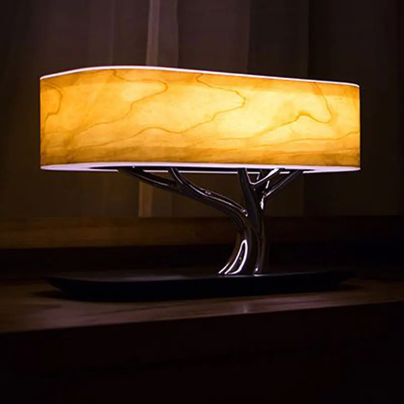 Altoparlante con ricarica wireless, luce ambientale, luminosità regolabile, lampada da comodino con controllo touch per camera da letto, luce notturna, lampada da tavolo