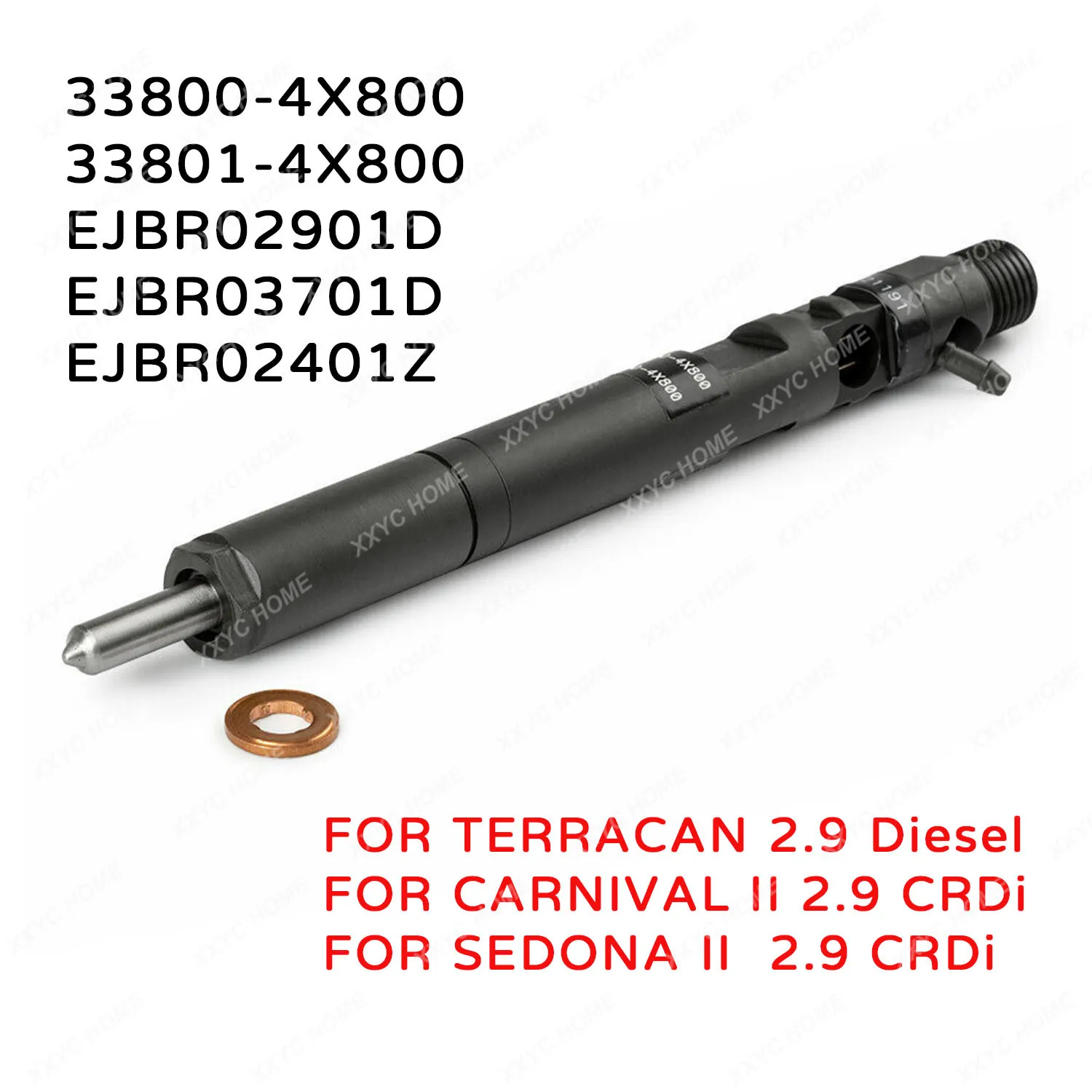 (4 PCS) New for Delphi EJBR02901D CRDI  Fuel Injector Terracan KIA Carnival Sedona 2.9 33800-4X800