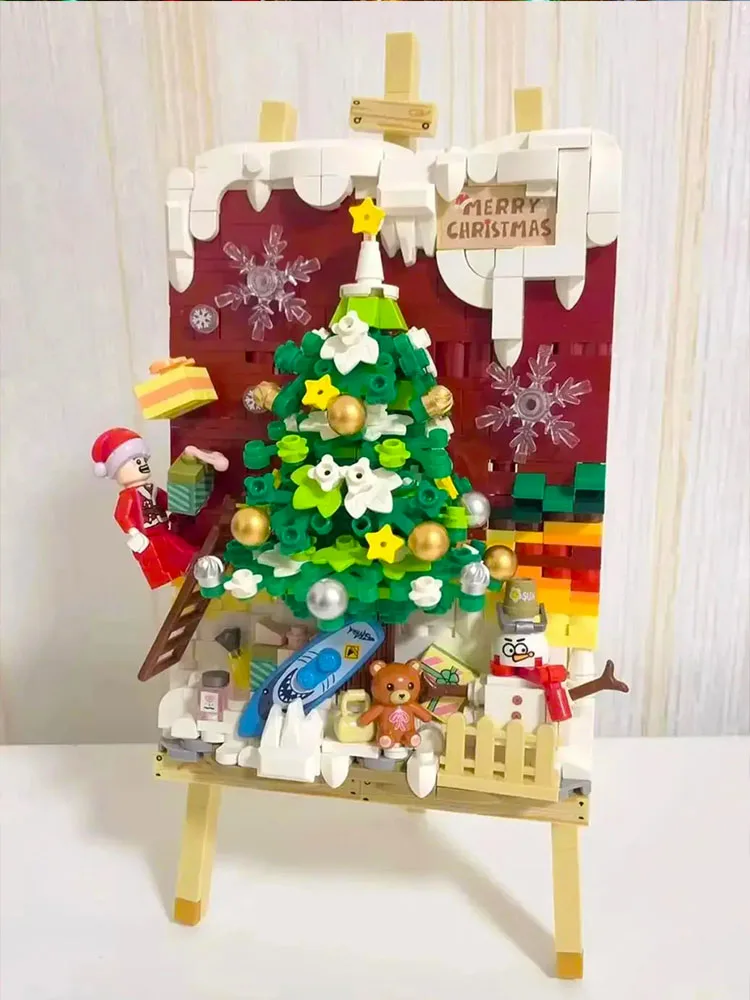 LOZ-bloques de construcción navideños, caja de regalo de juguete, Mini bloques Navida, rompecabezas de Navidad ensamblado de Año Nuevo, modelo de decoración 1223