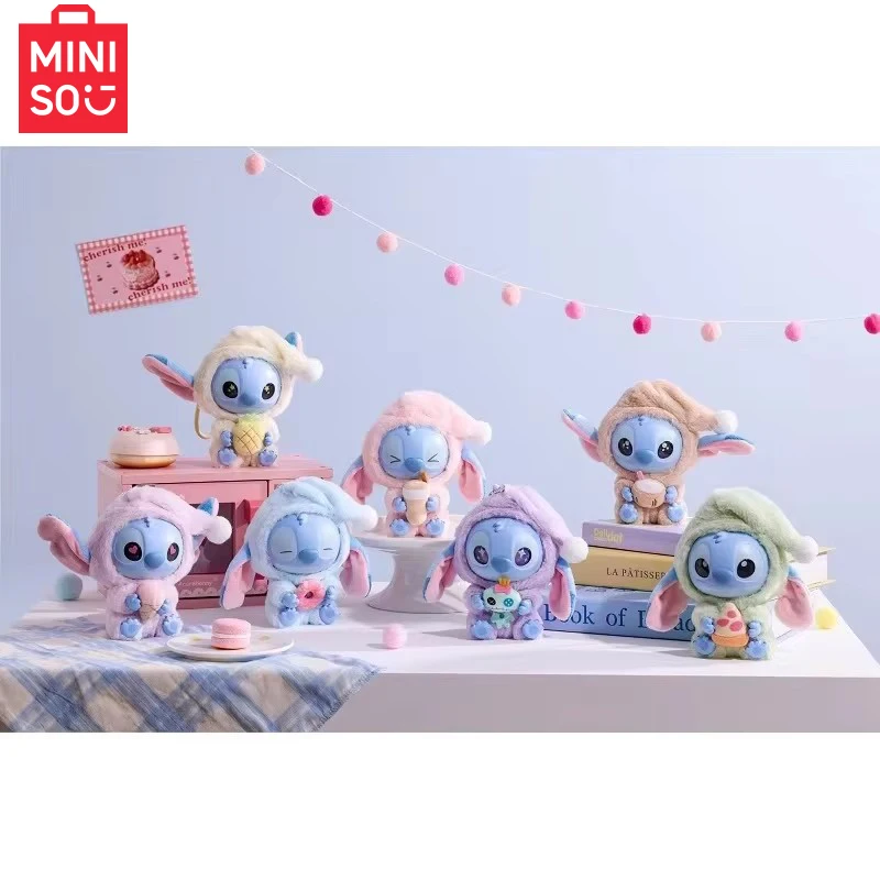 Miniso Stitch Animals Party Series Blind Box Toys Cute Mysterious Box Flocking Fluffy Dolls Decor Gift Genuine