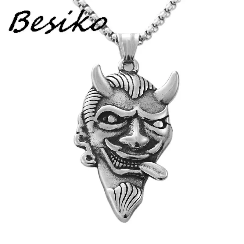 

Besiko хип-хоп из нержавеющей стали бык демон король кулон ожерелье панк ретро бык рог голова человека кулон цепочка ювелирные изделия