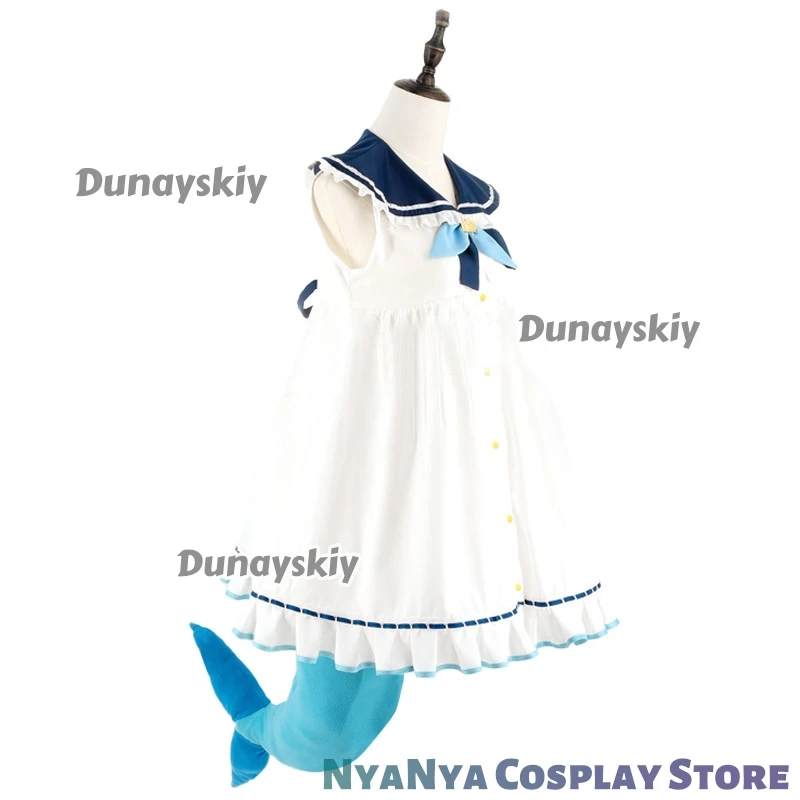 [Dunayskiy] Vtuber Gura Реинкарнация акулы Самеко Саба костюмы для косплея парик пушистый хвост комплекты ушей наряды для вечеринки на Хэллоуин