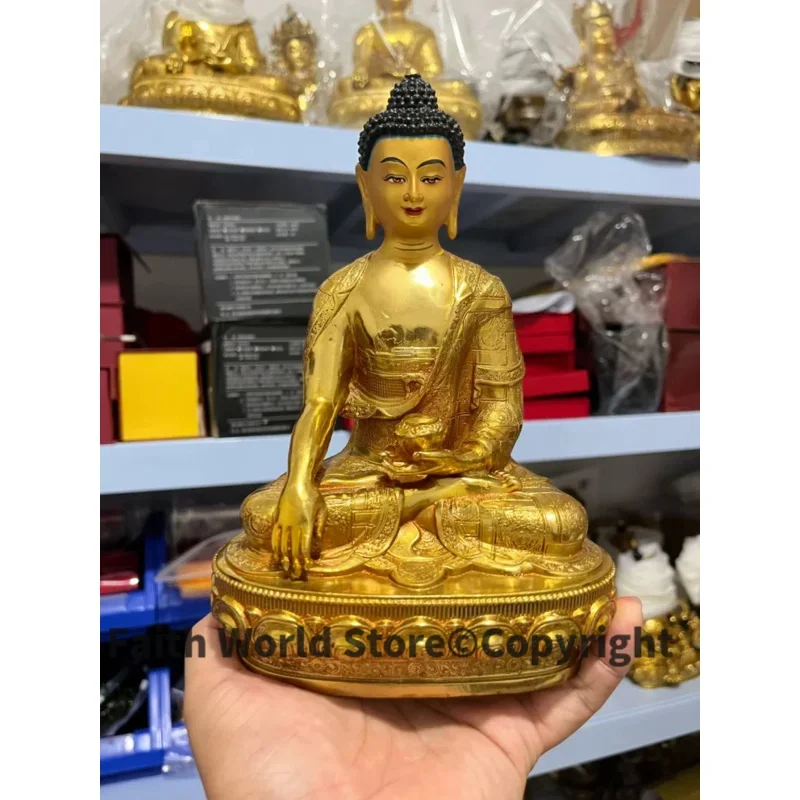 

2025 GOOD Buddhism Thailand Tibet Nepal copper Shakyamuni statue HOME Family Omnipotent protection gilded Buddha statue gods