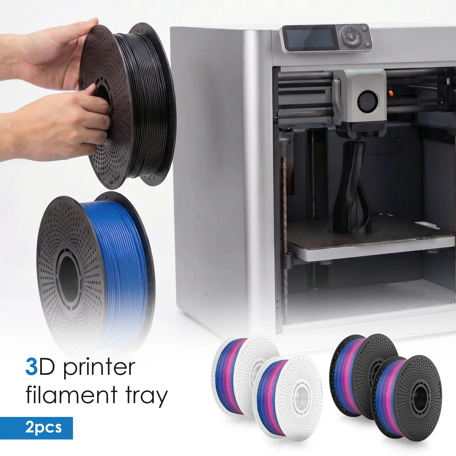 2Pcs Reusable Filament Spool for Bambu Lab X1C P1S P1P A1 Mini 3D Printer Empty ABS Spools for PLA PETG TPU ABS Filament Tray