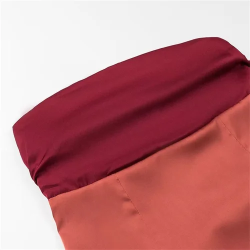 Imagen 2 del producto PB & ZA 2024 novedad de verano moda mujer color sólido satén fuera del hombro sin mangas ajustado tubo top vestido a la cadera