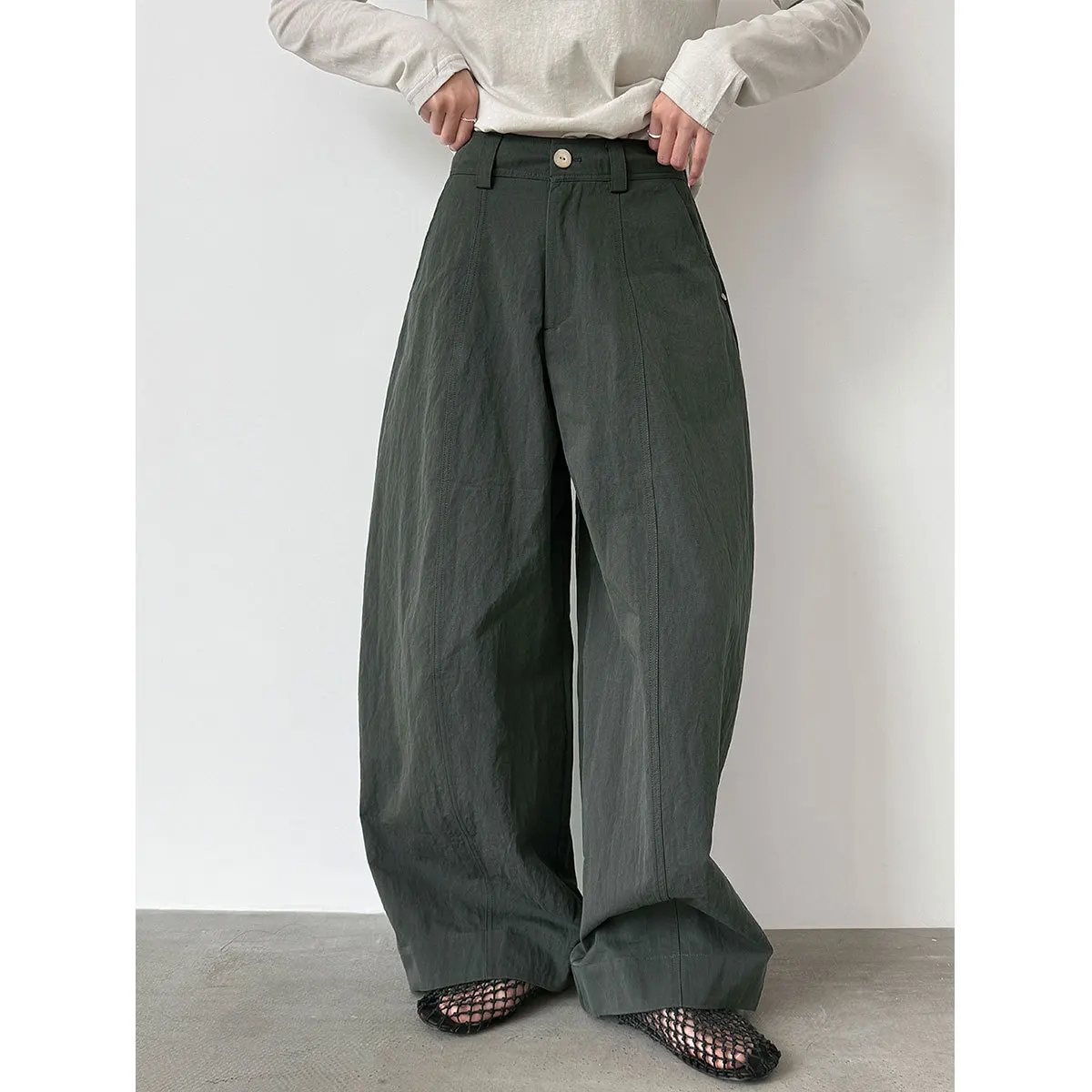 

Women Solid Wide Leg Pants Straight Trousers Full Lenth High Waist Zipper Slight Strech Loose Office Lady Casual 2026 Spring