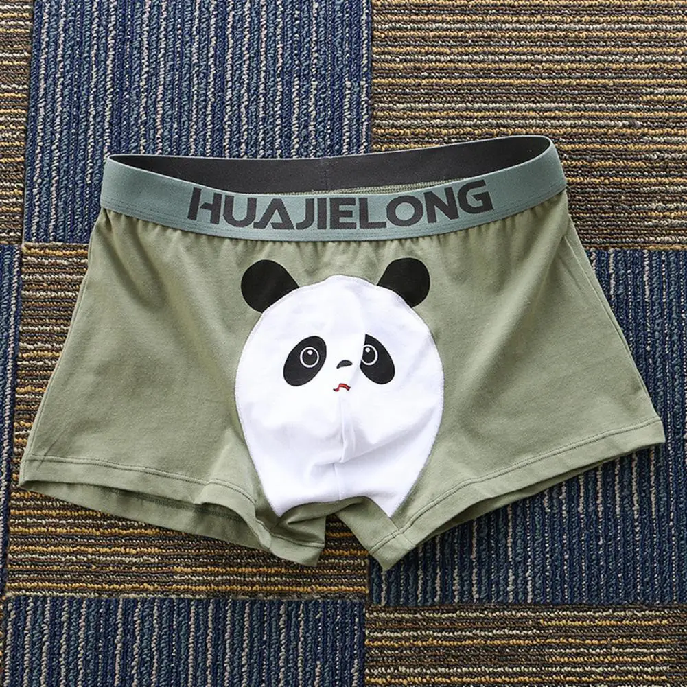 

Cartoon Boxers Men Cute Guy Sexy Underwear Cotton Panda Print Animals Underpants Male Mid-rise Elastic Waistband Yong Lingerie