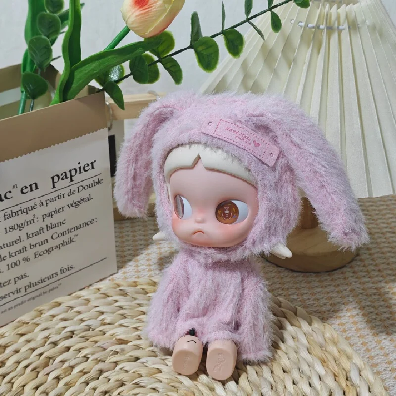 Zsiga Bjd Clothes Pink Bunny Series Plush Furry Hooded Outfit Hand Made For Adult Doll Collector Display Home Decoration