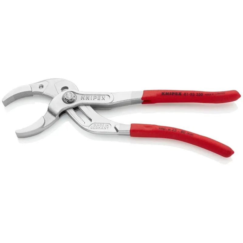 KNIPEX 81 03 250 Plumbing Pliers 10-inch Robust Non-slip Pipe Plier with 25-way Adjustable Box Joint for Connector and Siphons