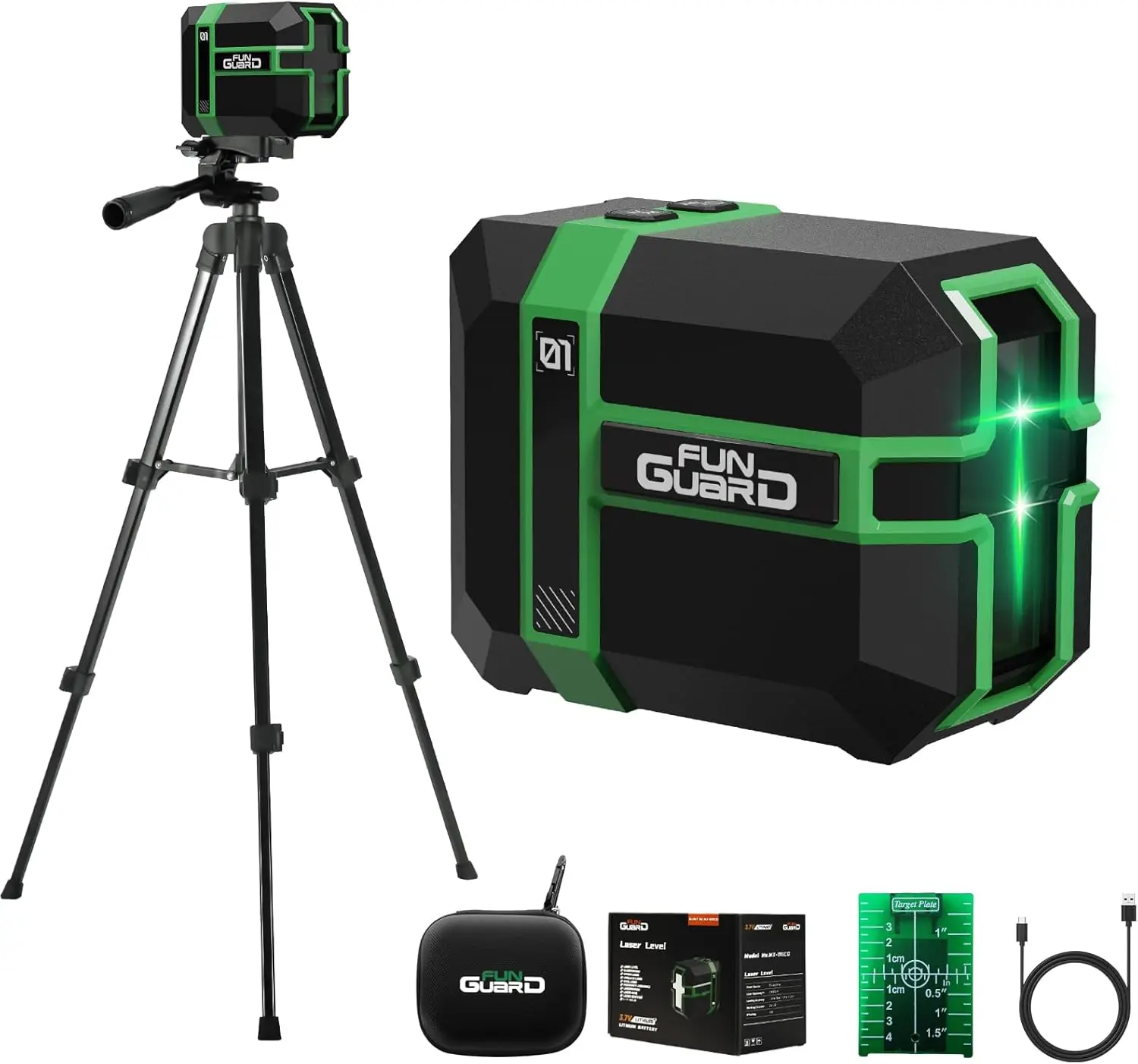 

Green Laser Level, 360° Self-Leveling, Waterproof, Type-C Rechargeable, Magnetic Bracket, Pulse Mode