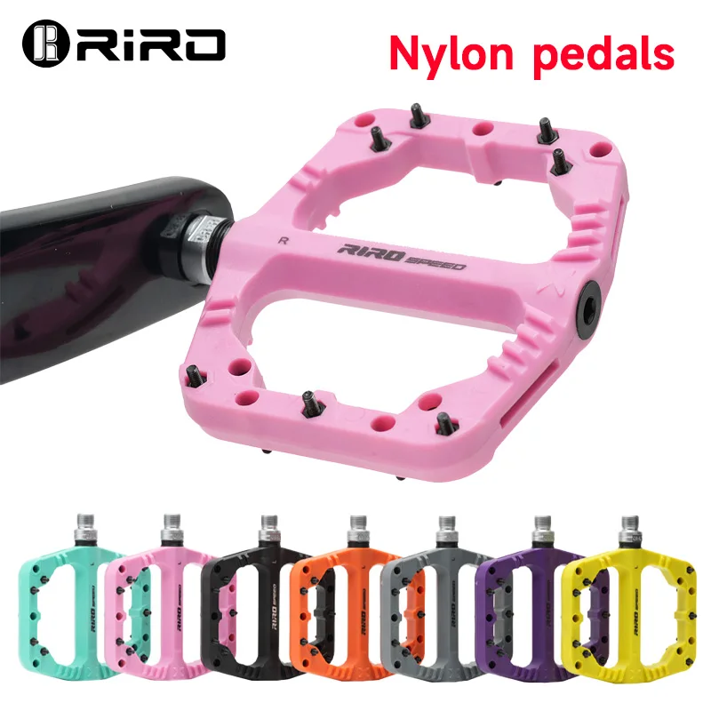 

RIRO Nylon Pedals for bicycle Ultralight DU Sealed Bearings MTB Road bike Platform pedals Purple Anti Slip Nylon mtb pedals