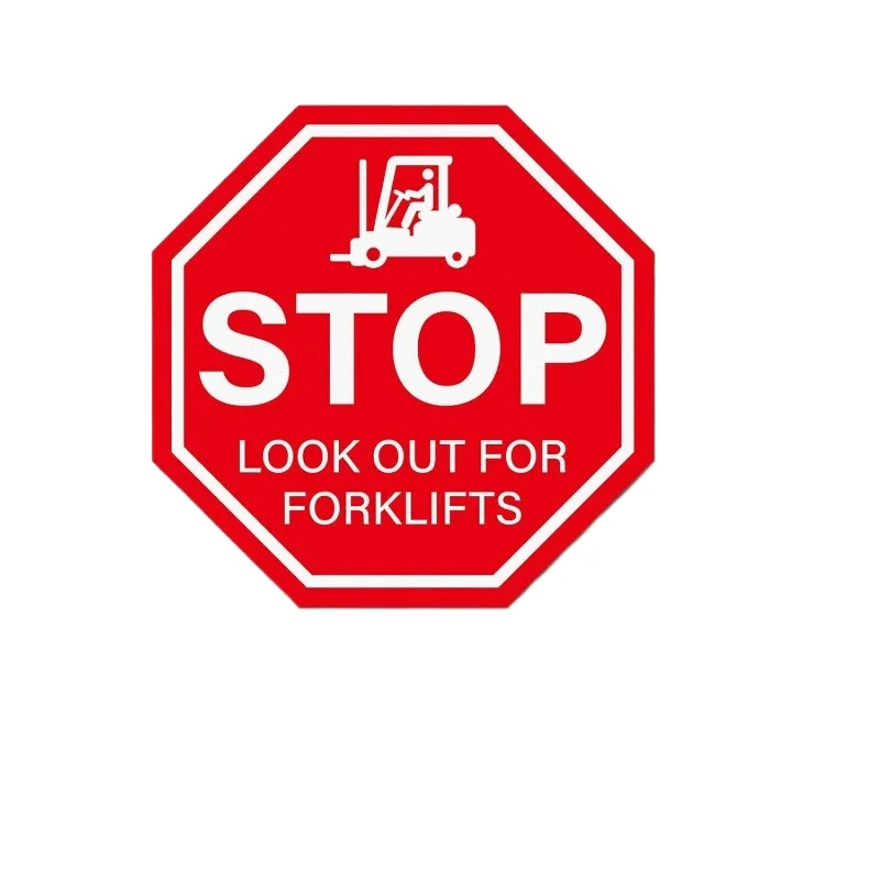 

Stop Look Out For Forklift Traffic Sign Caution Warning Safety Sticker Self Adhesive Vinyl Waterproof Decal for Factory 15CM KK