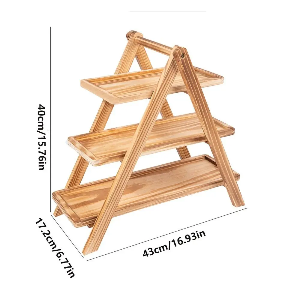 صينية تقديم خشبية من الخشب مكونة من ثلاث طبقات غير قابلة للتشوه متعددة الطبقات حامل حلوى مزخرف بتصميم قابل للفصل صينية تقديم الطعام