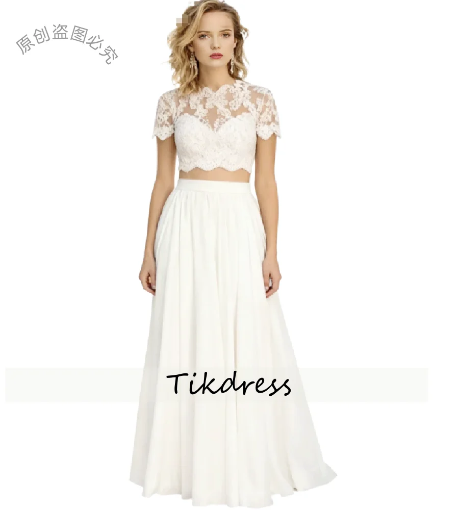 Minimalist Two Piece Wedding Dress Separates Top Lace Bohemian Beach Bride Dress Rustic Country Garden Farm Bridal Gowns 2026