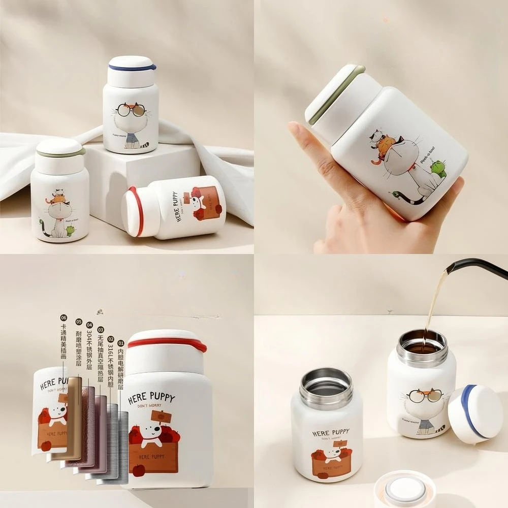 

200 мл из нержавеющей стали 316L, мини-термос с героями мультфильмов, высокоэстетическая карманная изолированная бутылка, портативная маленькая вместительная дорожная кружка