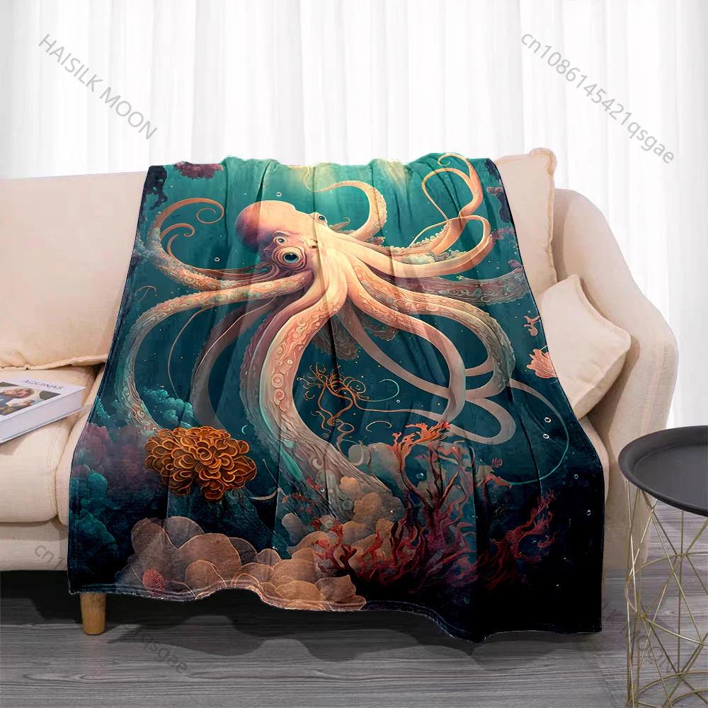 1PC Three koi circling teal water Print Blanket Flannel Material Soft Warm for All Seasons Home Outdoor Camping Picnics RV