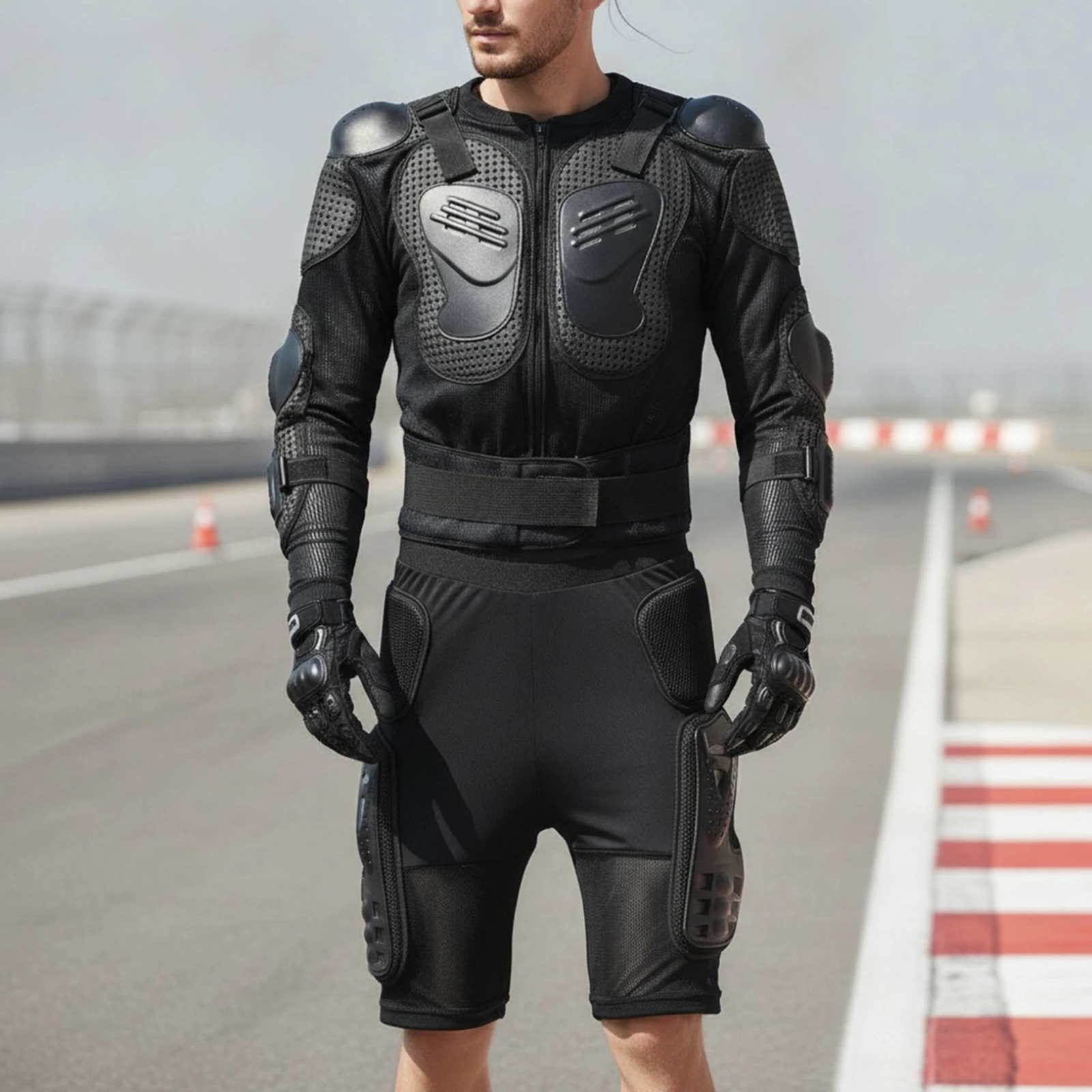 Motorcycle Safeguarding Protection Suit Padded Motorcycle Protection Suit Athletic-Cut Reinforced for Racers, Racing