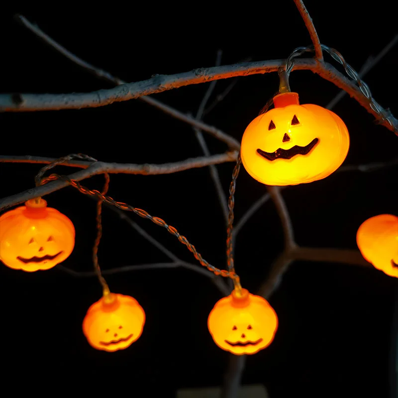 New Halloween PumpkinledLighting Chain Ornamental Festoon Lamp Party Horror Atmosphere Layout Haunted House Pendant Holiday Ligh