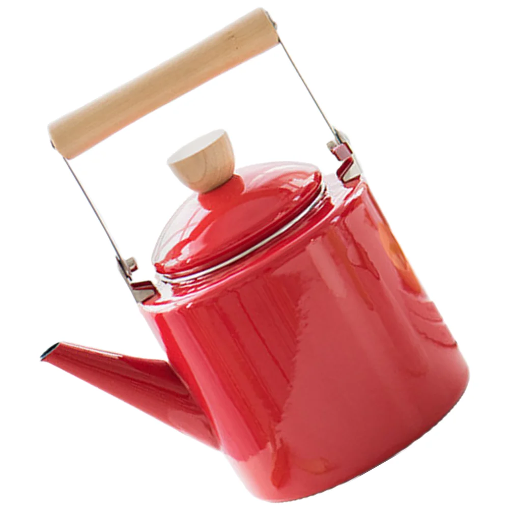 

Portable Kettle Enamel Pot Tea Vintage Teapot Water Retro Red Small for Stove Top