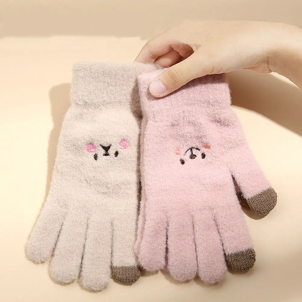 الفتيات ركوب الدراجات القيادة شاشة تعمل باللمس جميع قفازات الأصابع قفازات الشتاء محبوك القفازات رقيق #1