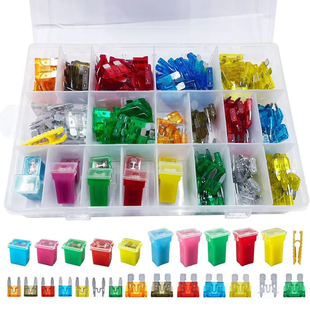 

250pcs Fuse Assortment Kit, Standard Mini Blade Fuses 5A 7.5A 10A 15A 20A 25A 30A,Low Tall STD Profile Jcase Fuses for Truck
